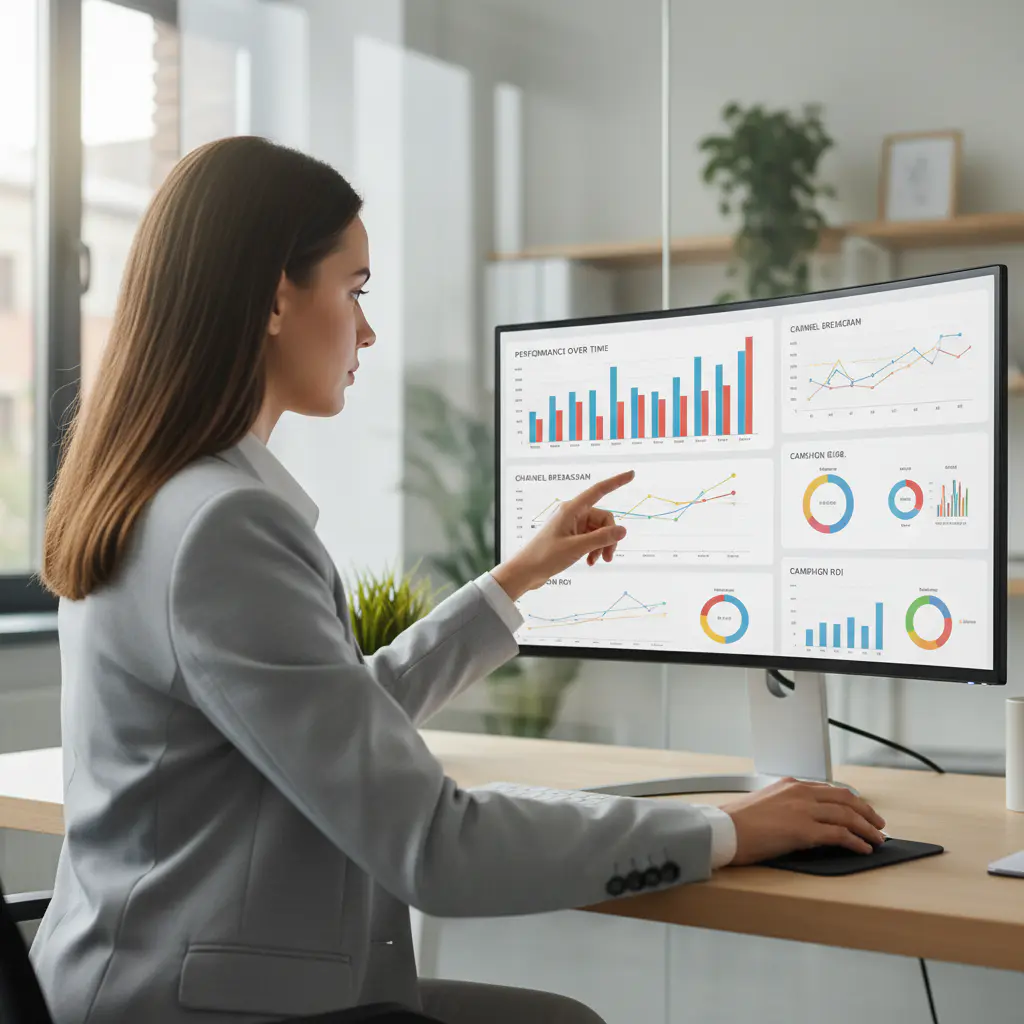 Digital marketer looking at campaign metrics